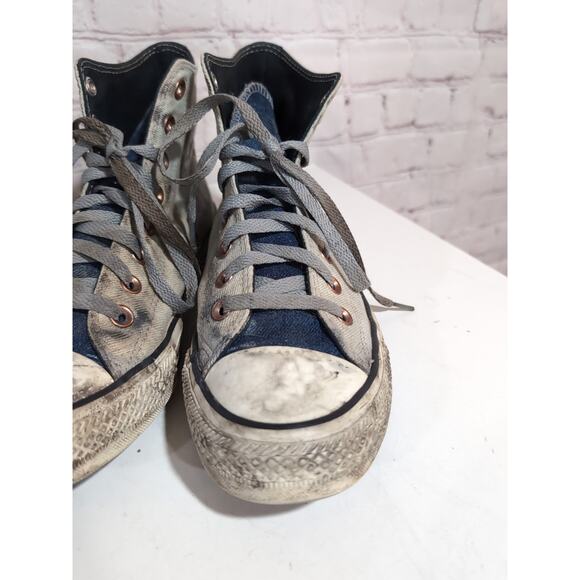 Size 9 - Converse Chuck High Top Denim Cherry Blossom Goth Zombie Custom Shoe - Picture 10 of 15